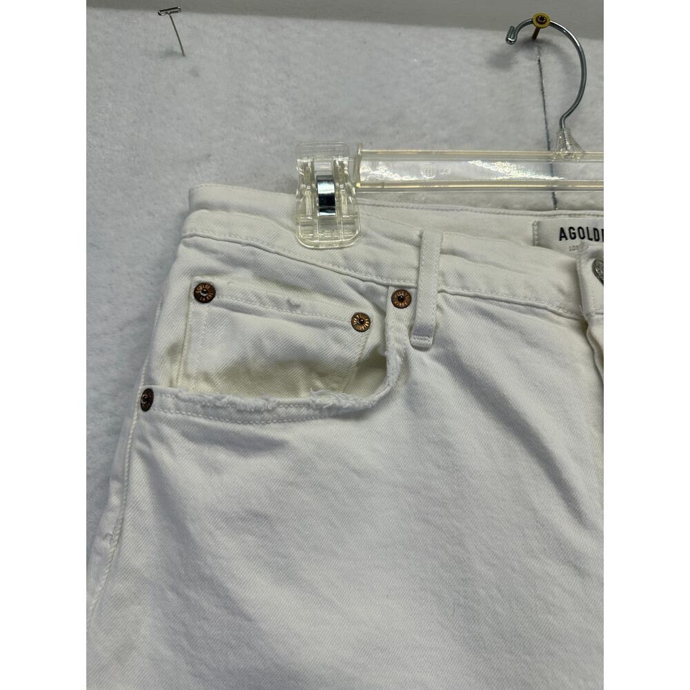 Agolde JEANS Riley High Rise Crop Button Fly Size 30 Distressed Pocket‎ EUC - Picture 9 of 16